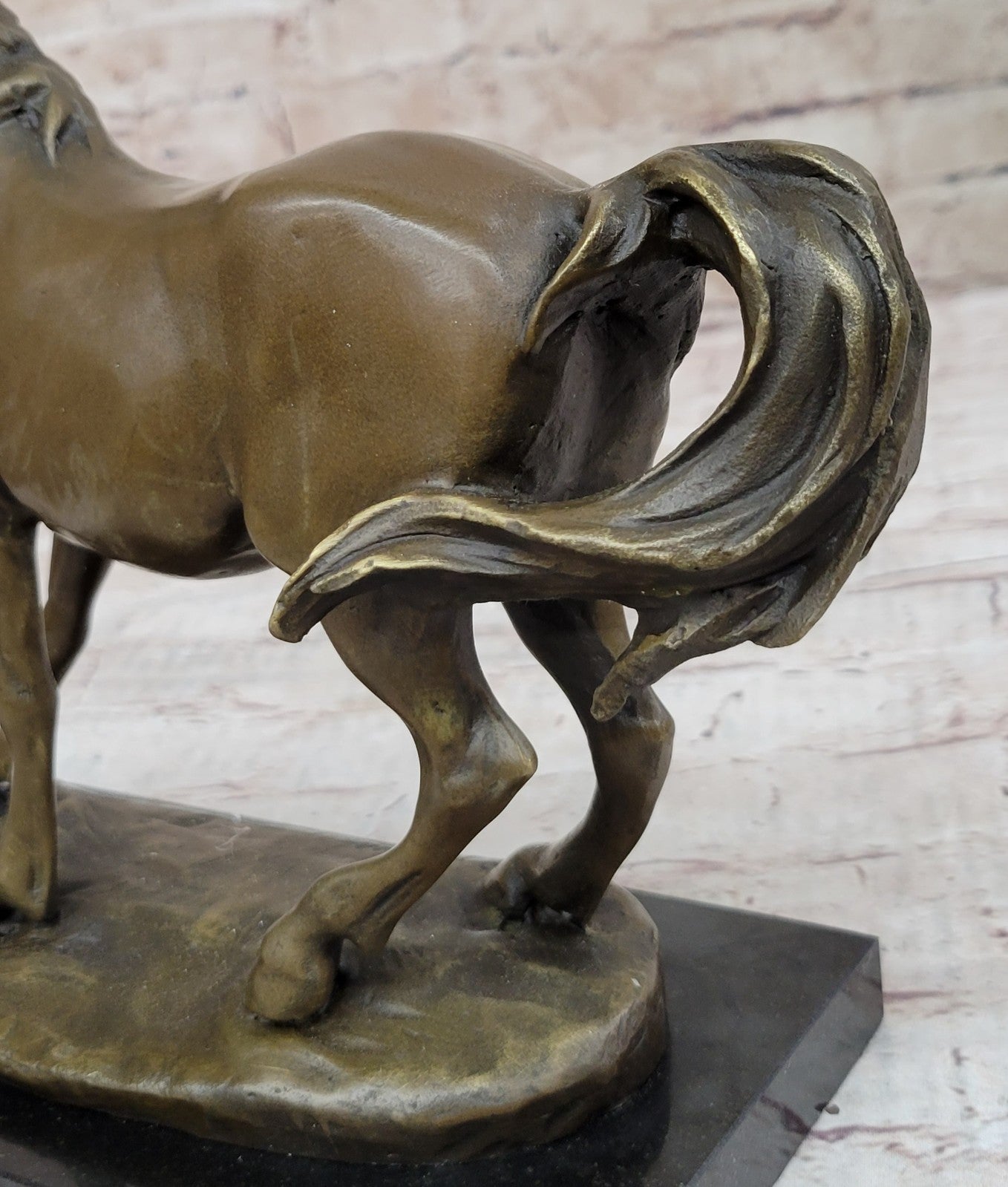 Signed Horse Head Bust Art Deco Bronze Sculpture Statue Figurine Home Decor