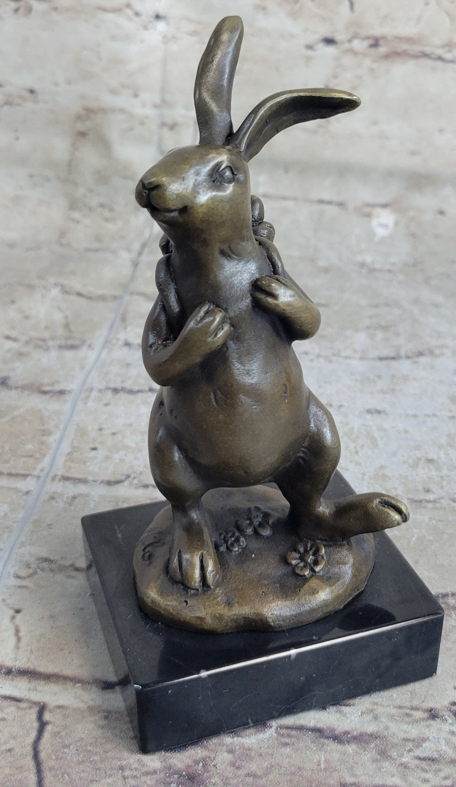 Cast Iron Bunny Rabbit Garden Statue Patio Yard Bronze Handcrafted Detailed Sale