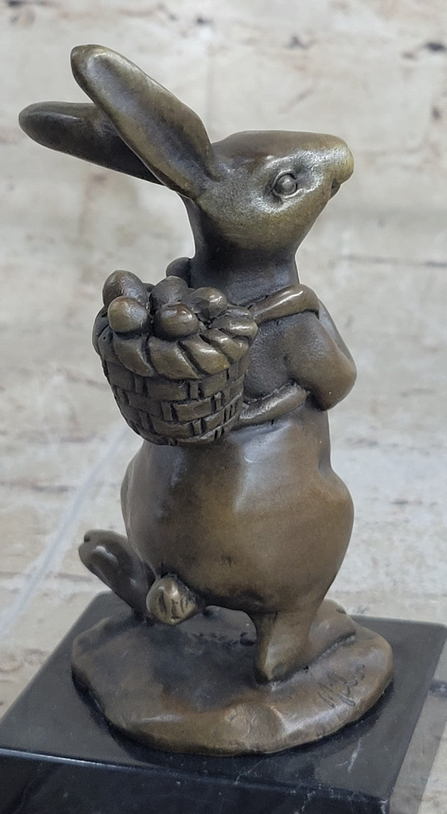 Cast Iron Bunny Rabbit Garden Statue Patio Yard Bronze Handcrafted Detailed Sale