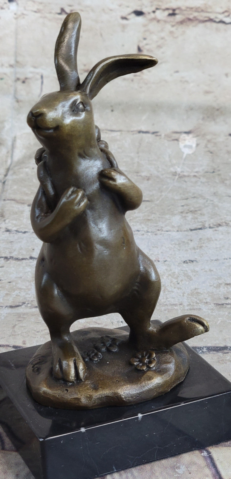 Cast Iron Bunny Rabbit Garden Statue Patio Yard Bronze Handcrafted Detailed Sale