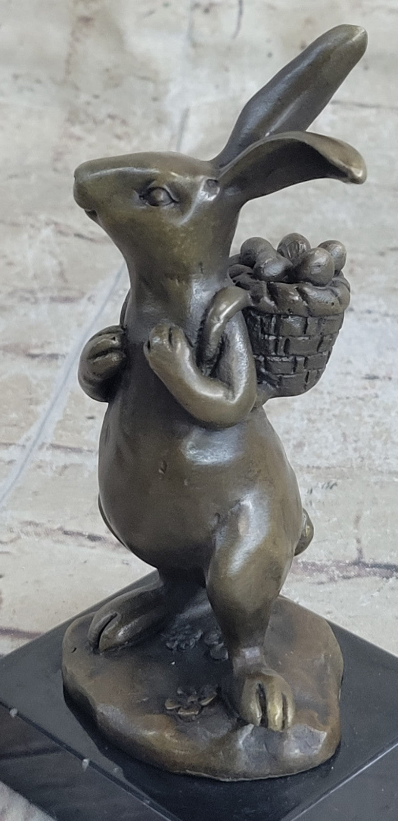 Cast Iron Bunny Rabbit Garden Statue Patio Yard Bronze Handcrafted Detailed Sale