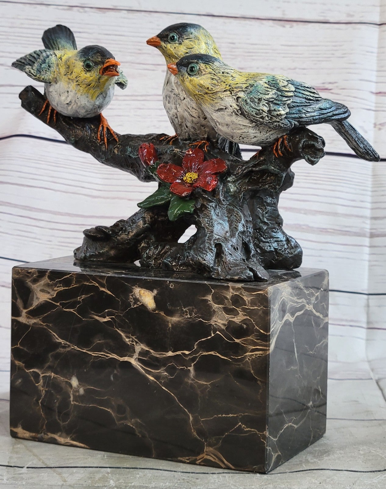 Art Deco Finch Finches Bronze Sculpture Multi Color Patina Bronze Sculpture Sale