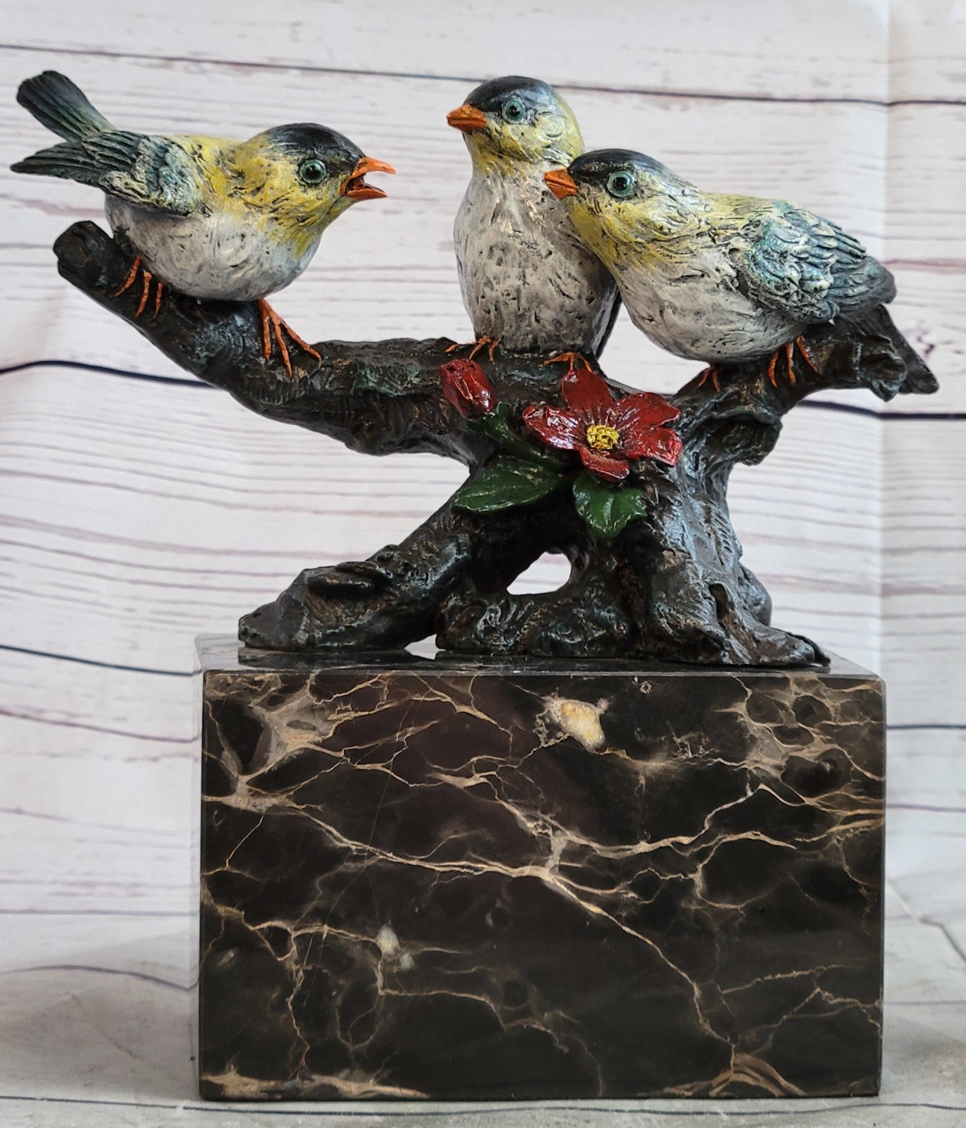 Art Deco Finch Finches Bronze Sculpture Multi Color Patina Bronze Sculpture Sale