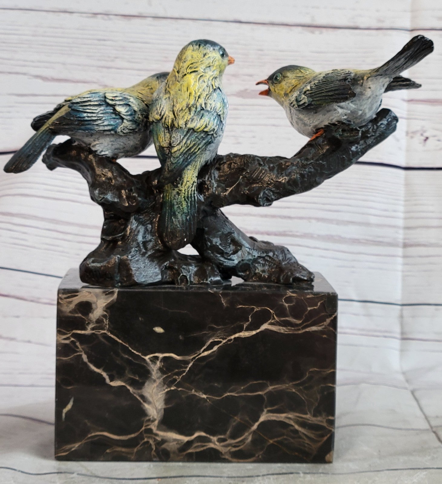 Art Deco Finch Finches Bronze Sculpture Multi Color Patina Bronze Sculpture Sale