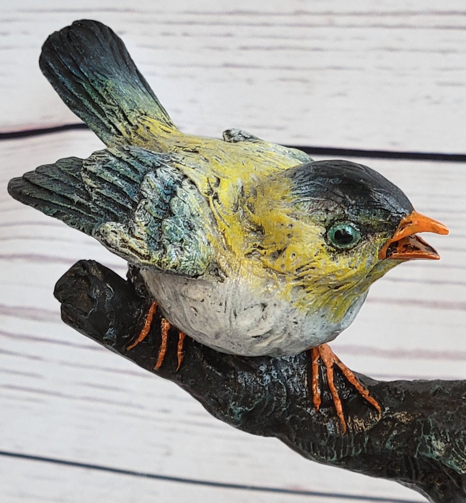 Art Deco Finch Finches Bronze Sculpture Multi Color Patina Bronze Sculpture Sale