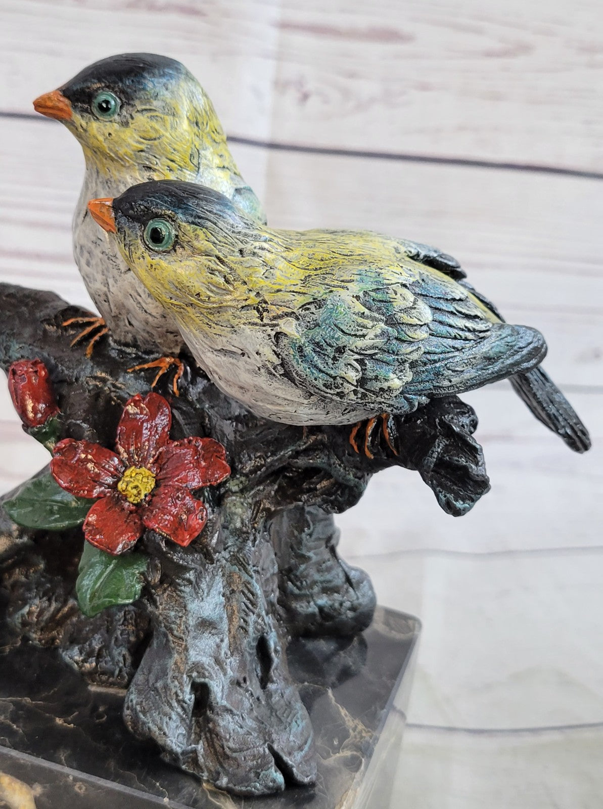 Art Deco Finch Finches Bronze Sculpture Multi Color Patina Bronze Sculpture Sale