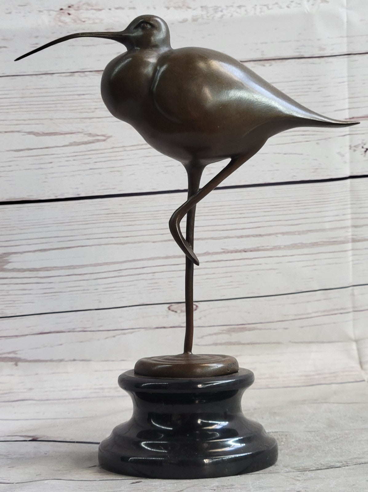 European Bronze Sculpture Egret Crane Heron Wetland Coastal Shorebird Figurine