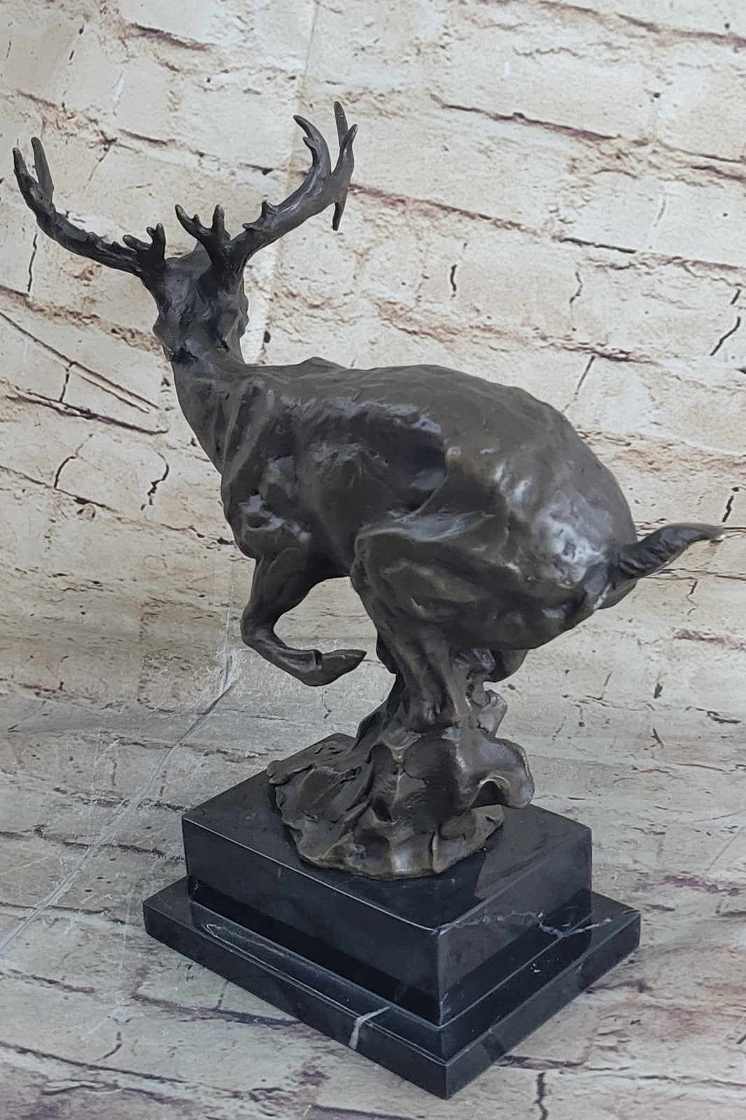 Buck Deer Elk Stag Wildlife Art Cabin Lodge Sportsman Art Bronze Marble Statue