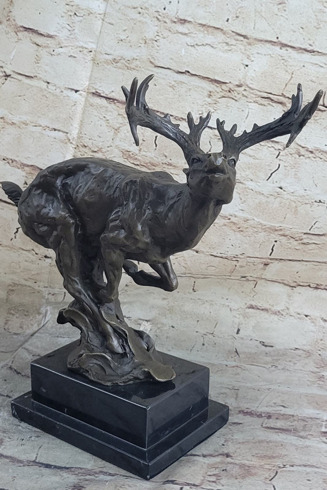 Buck Deer Elk Stag Wildlife Art Cabin Lodge Sportsman Art Bronze Marble Statue