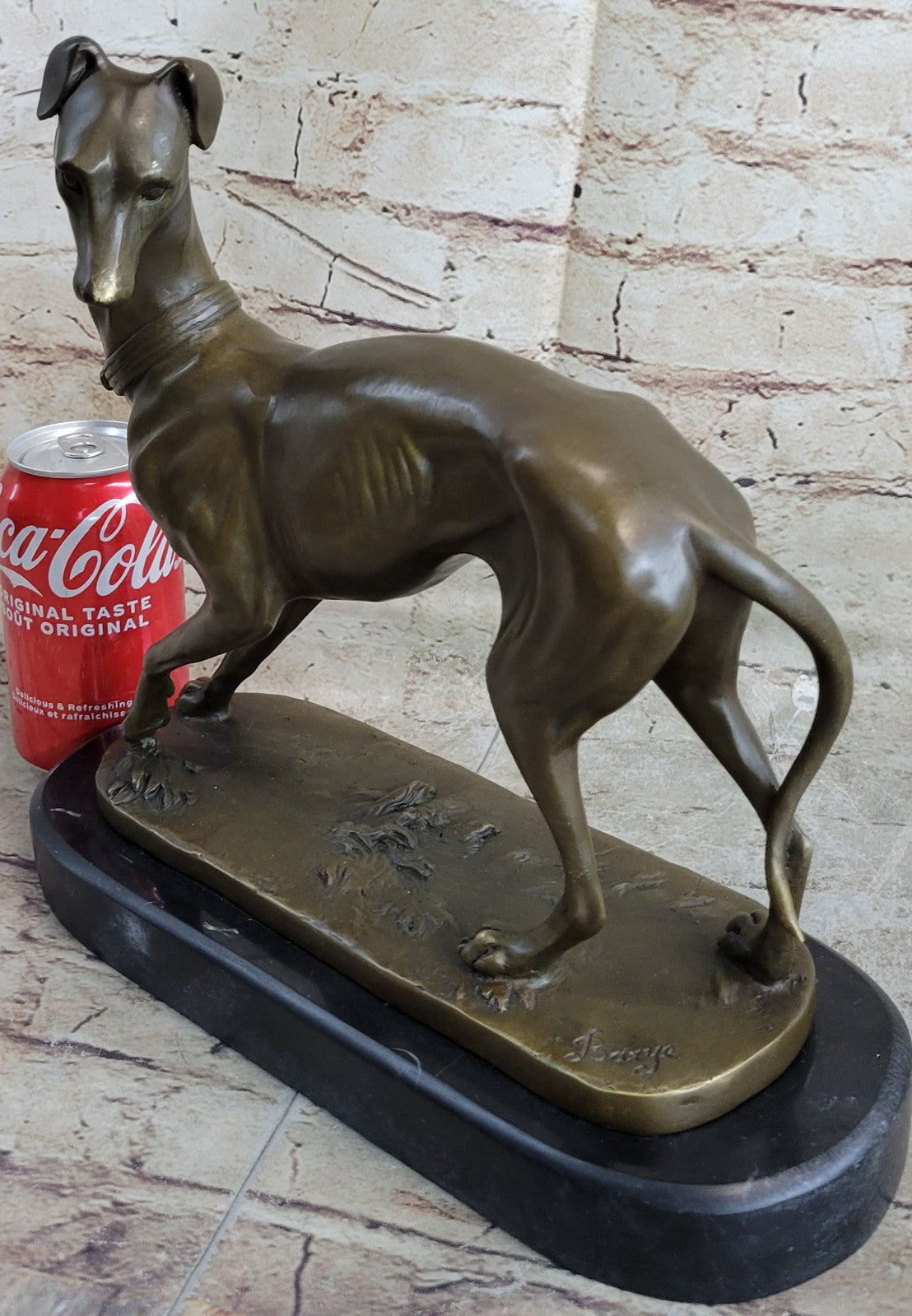 Bronze Sculpture by French Artesian Barye Animal Dog Greyhound Figurine Figure