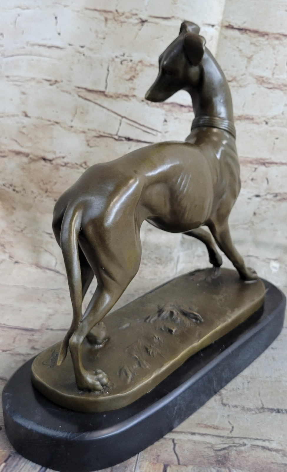 Bronze Sculpture by French Artesian Barye Animal Dog Greyhound Figurine Figure