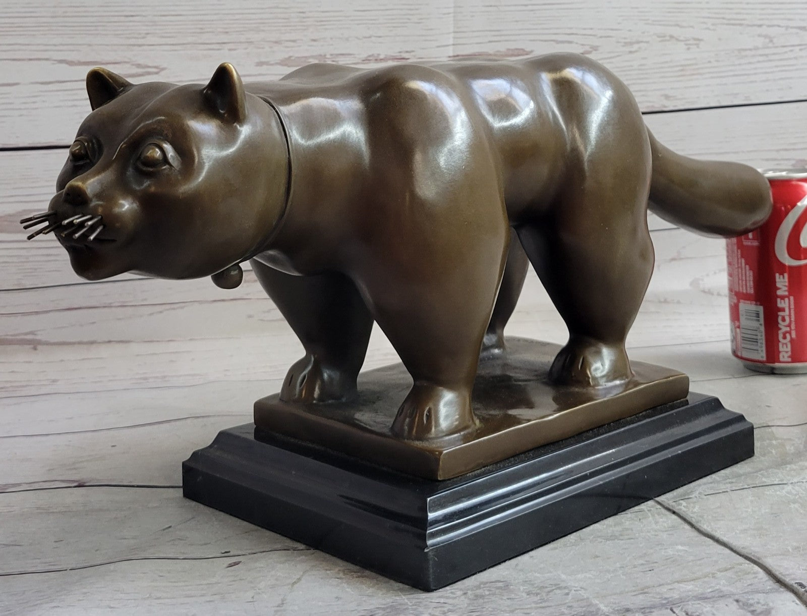 Handcrafted Detailed Botero Cat Huge Bronze Sculpture Classic Animal Sale Gift