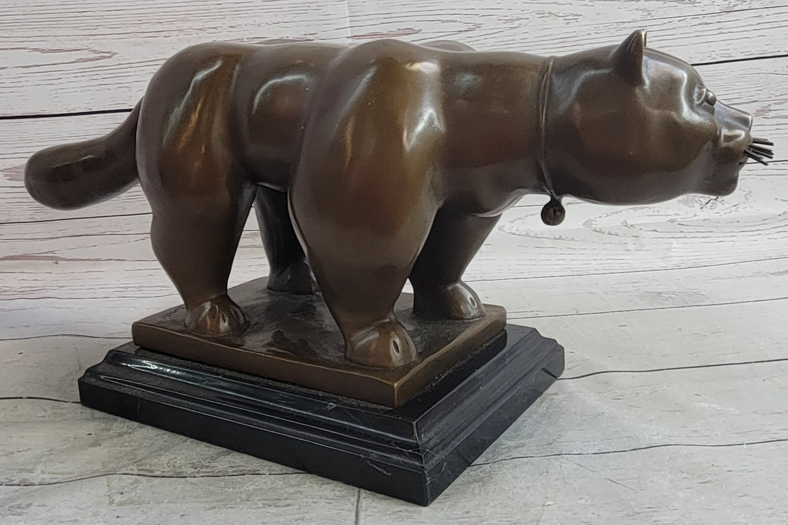 Handcrafted Detailed Botero Cat Huge Bronze Sculpture Classic Animal Sale Gift