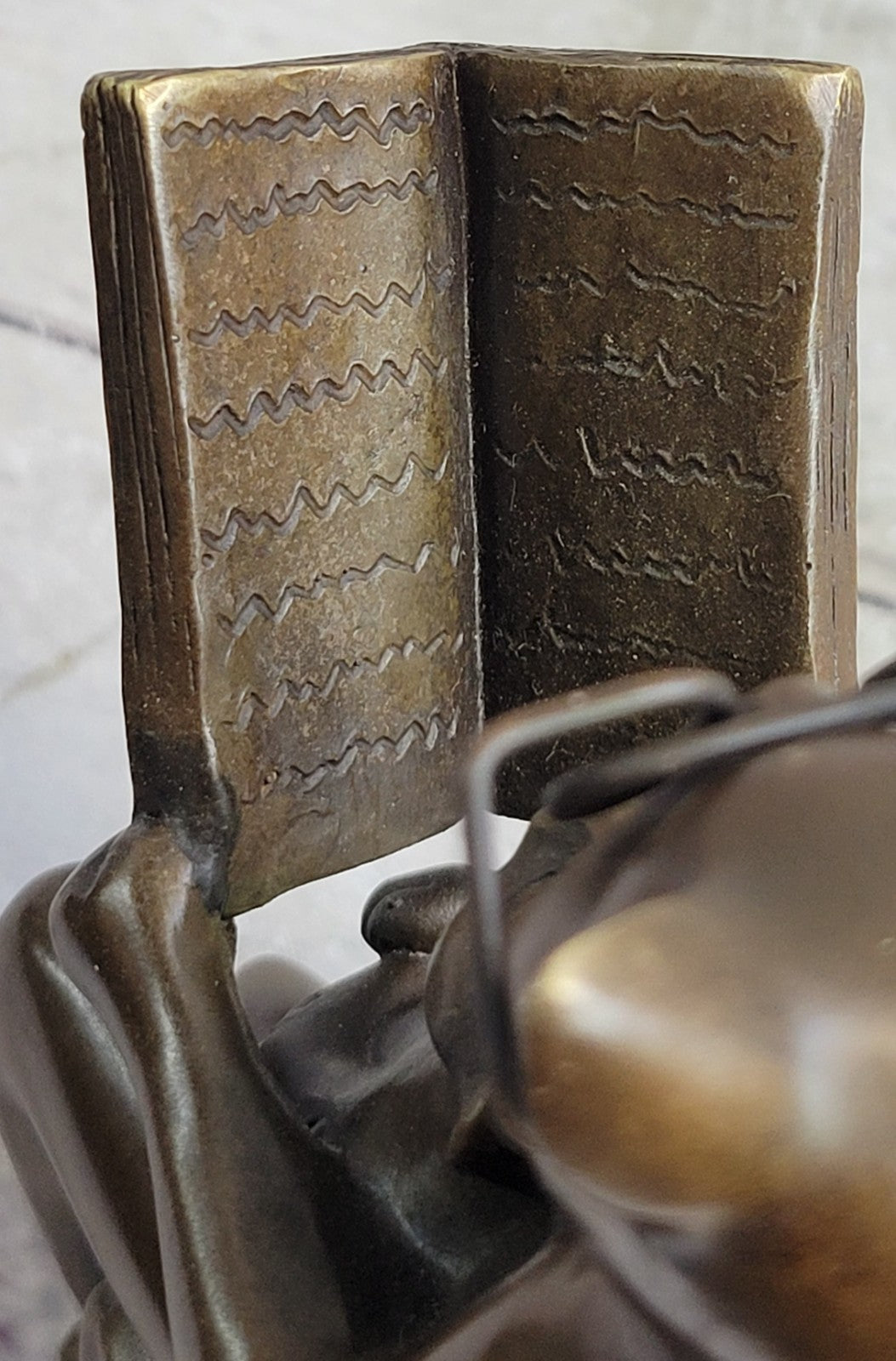 Hot Cast Signed Original Nick Cat with Eye Glasses and Baby Bronze Sculpture