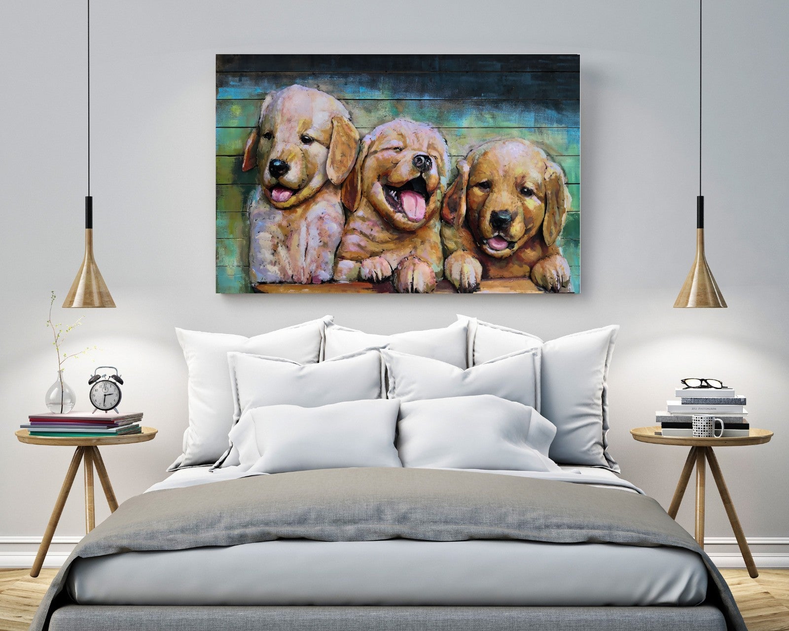 Dogs  3D bedroom decoration art set metal wall painting custom oil painting Art Deco