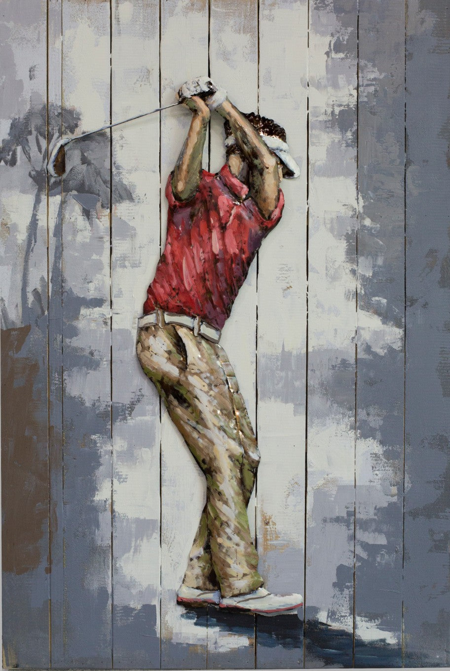 Galvanized Metal home Decor 2018 new custom oil painting reproduction 3d wall Golfer