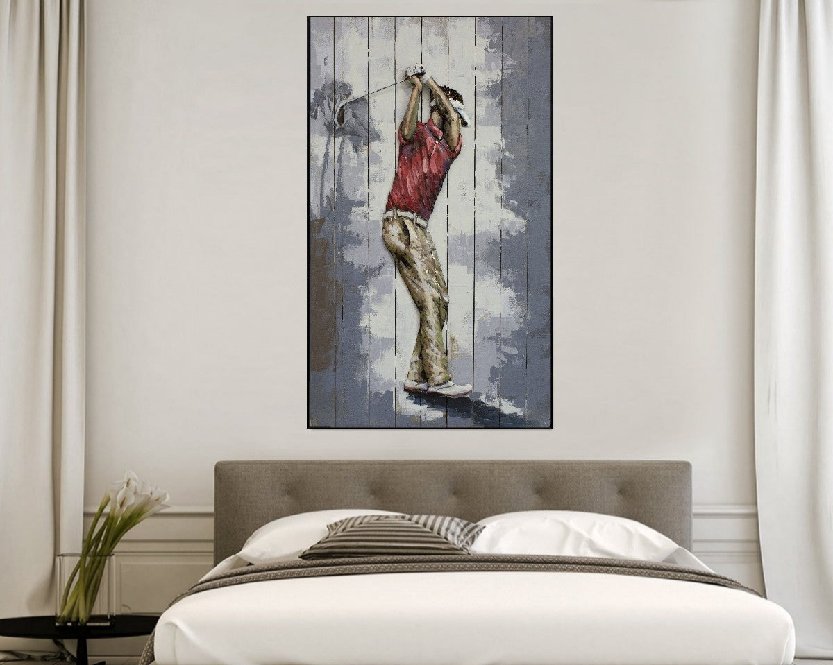 Galvanized Metal home Decor 2018 new custom oil painting reproduction 3d wall Golfer