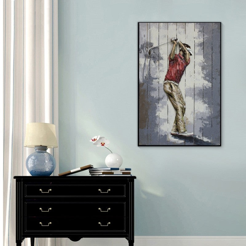 Galvanized Metal home Decor 2018 new custom oil painting reproduction 3d wall Golfer