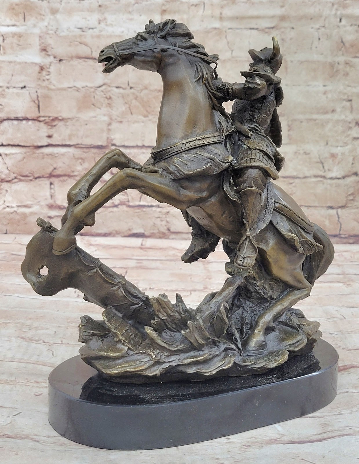 Handcrafted bronze sculpture SALE Hot Horse On Samurai Warrior Japanese Pure