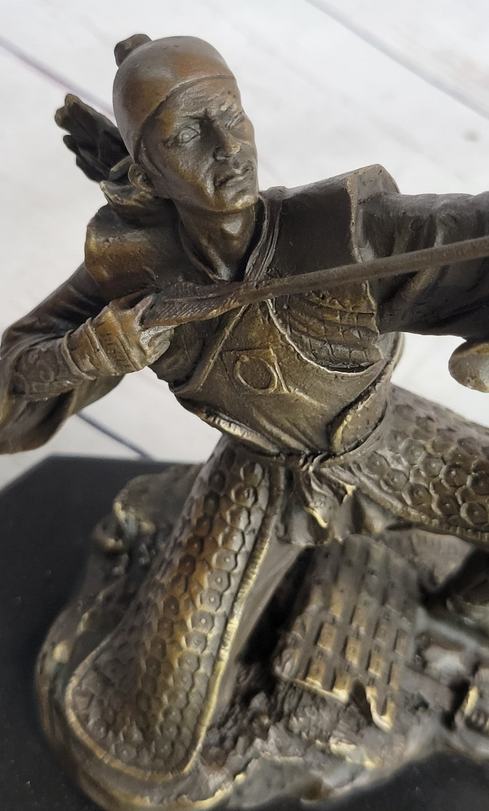 Vintage RARE Signed Kamiko Solid Bronze Samurai Figure Statue Sculpture Deco