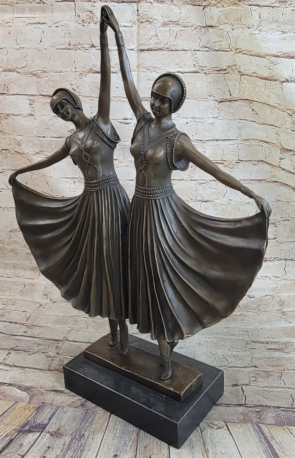 Hot Cast Bronze Statue of Twin Dancers Handcrafted Chiparus Sculpture | Art Nouveau