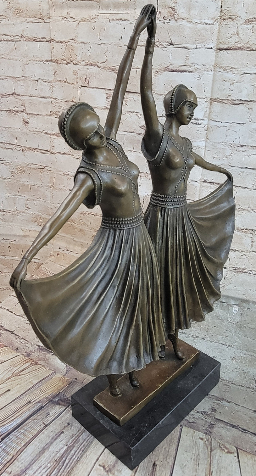 Hot Cast Bronze Statue of Twin Dancers Handcrafted Chiparus Sculpture | Art Nouveau