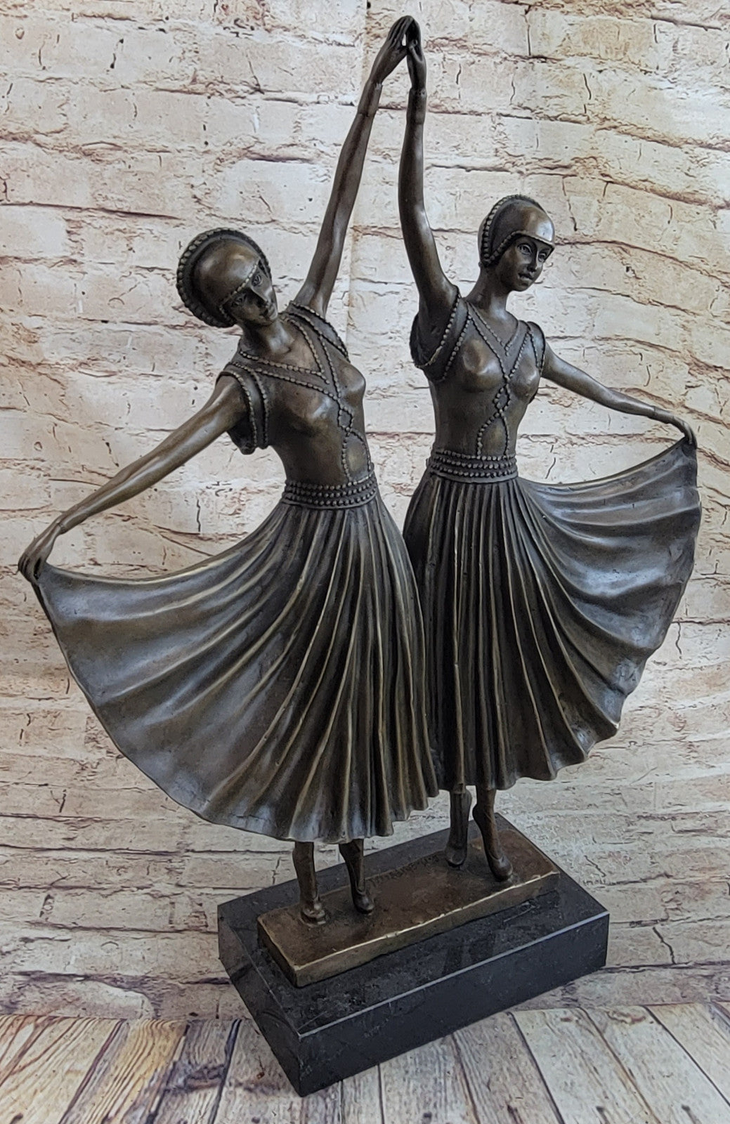 Hot Cast Bronze Statue of Twin Dancers Handcrafted Chiparus Sculpture | Art Nouveau