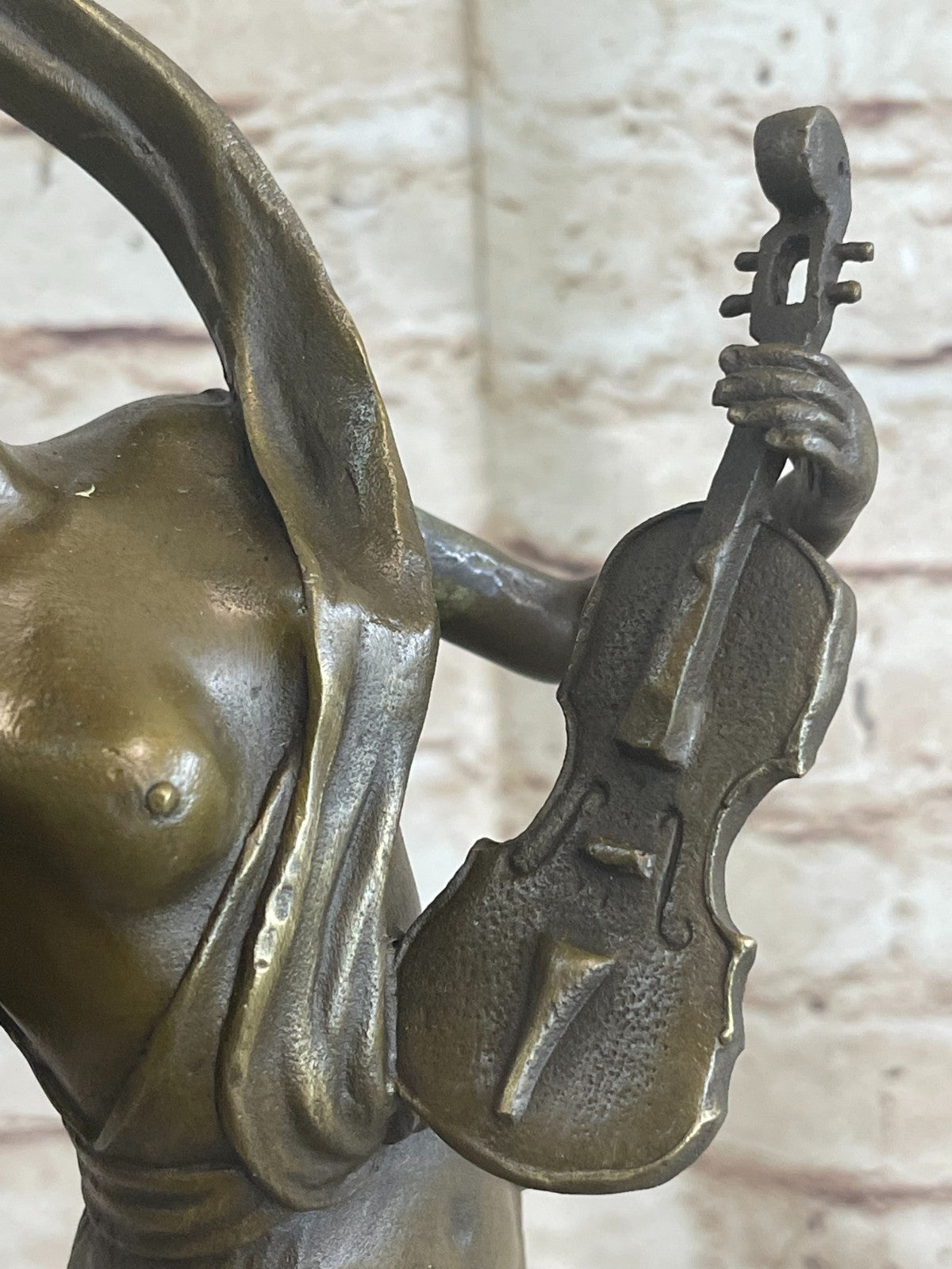 Young Girl Lady Playing Violin Music Bronze Statue Sculpture Art Noveau Figurine
