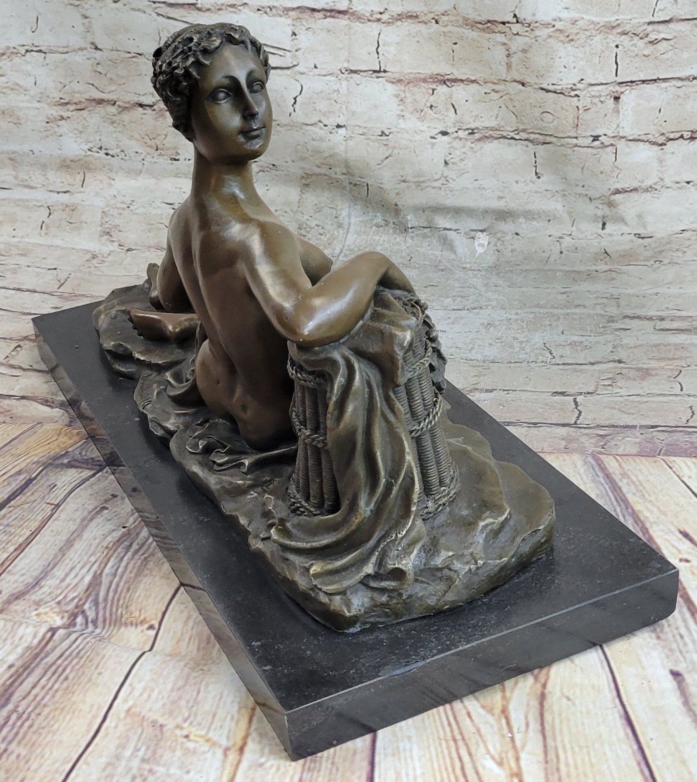 100% Bronze Sculpture Art Nouveau Nude Woman by Canova Gilt Masterpiece