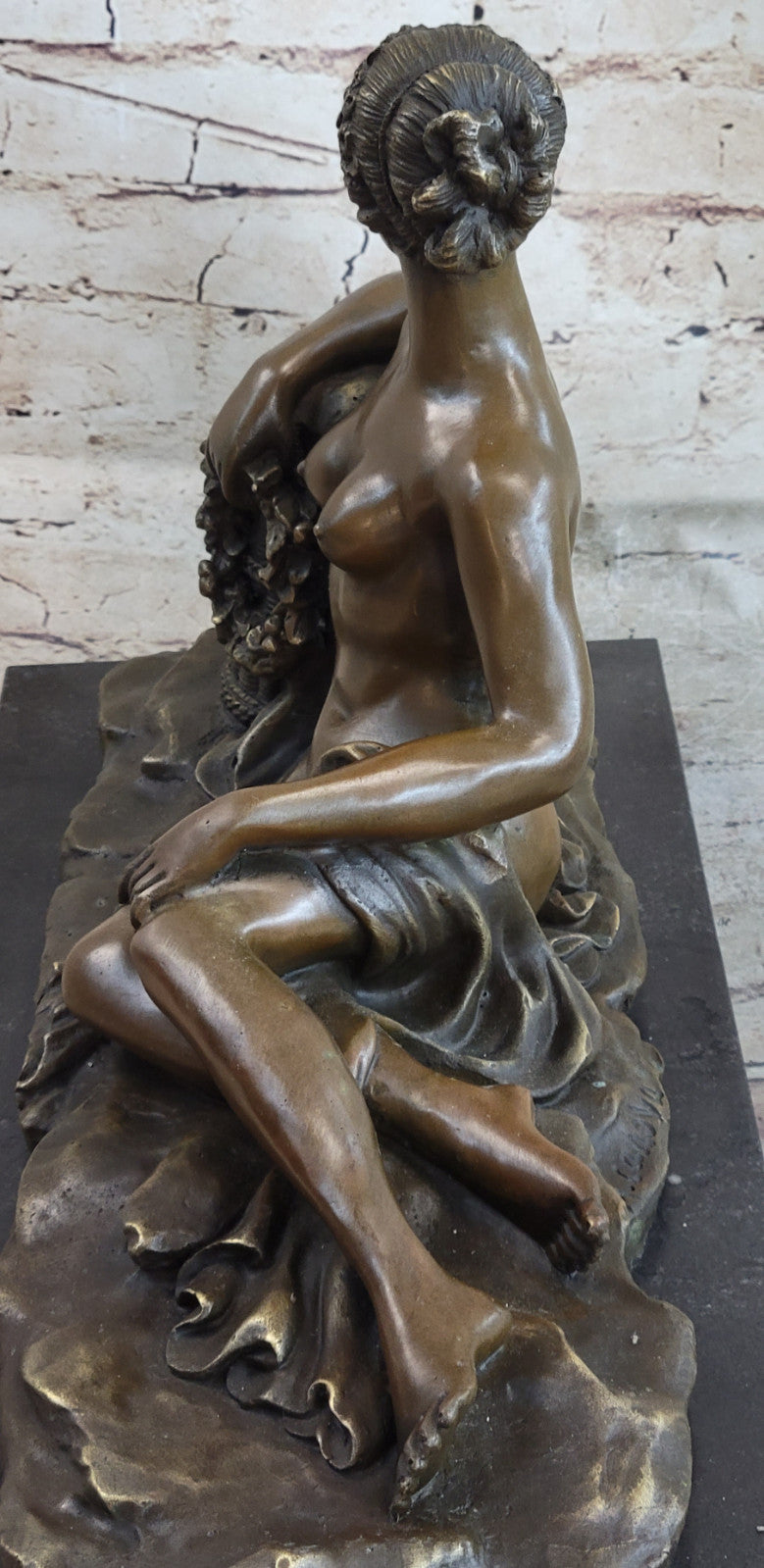 100% Bronze Sculpture Art Nouveau Nude Woman by Canova Gilt Masterpiece