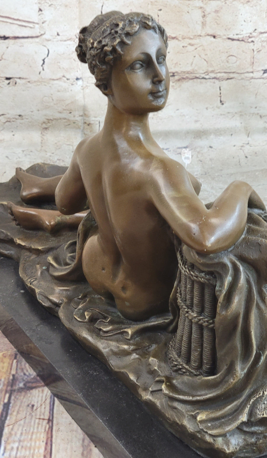 100% Bronze Sculpture Art Nouveau Nude Woman by Canova Gilt Masterpiece