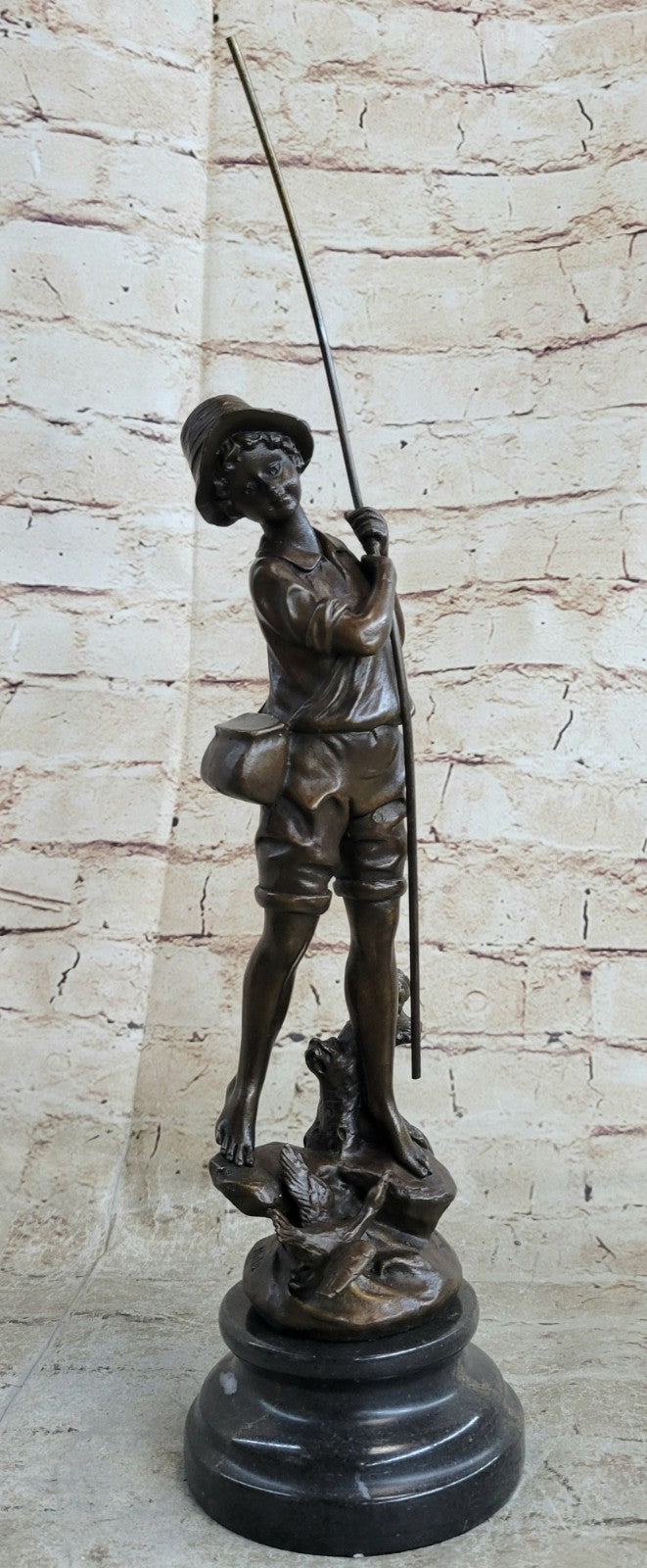 Bronze Fisherman Sculpture: Fly Fisherman by Miguel Lopez Known As Milo Figure