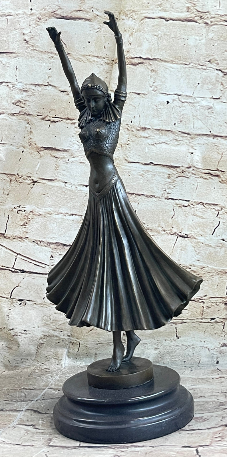 Bronze art deco Dancer Egyptian Dancer "Footsteps", signed: Mirval Hot Cast SALE