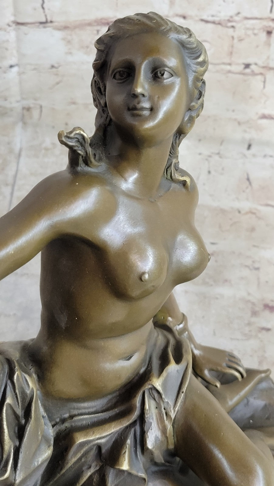 Nude Lady Nymph Handcraft Original Adam Bronze Sculpture Statue Figurine Figure