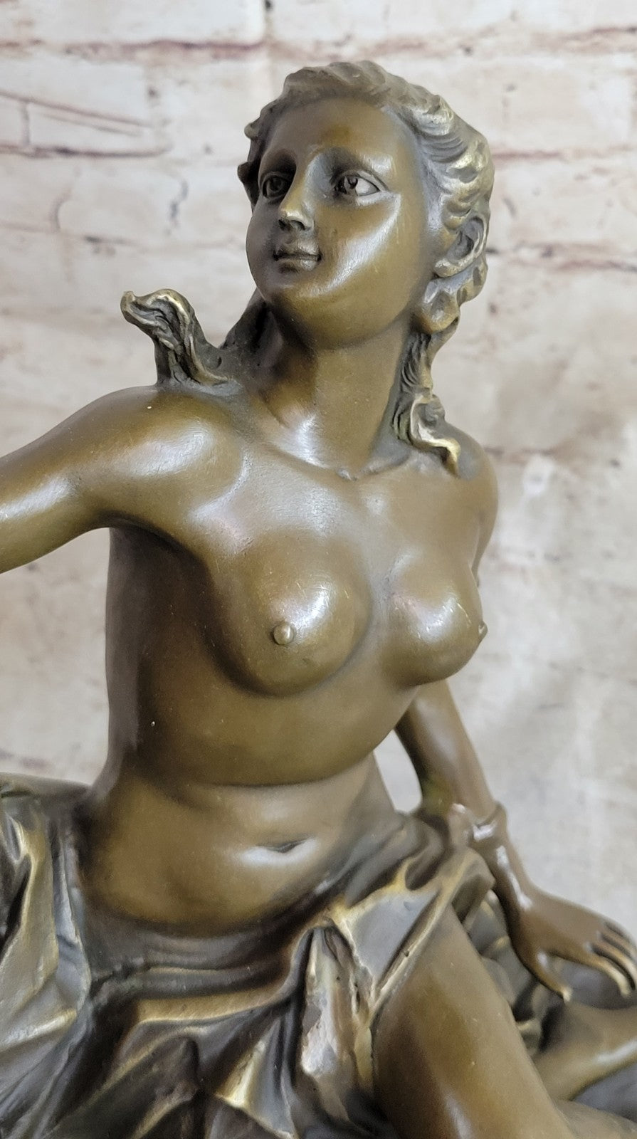 Nude Lady Nymph Handcraft Original Adam Bronze Sculpture Statue Figurine Figure