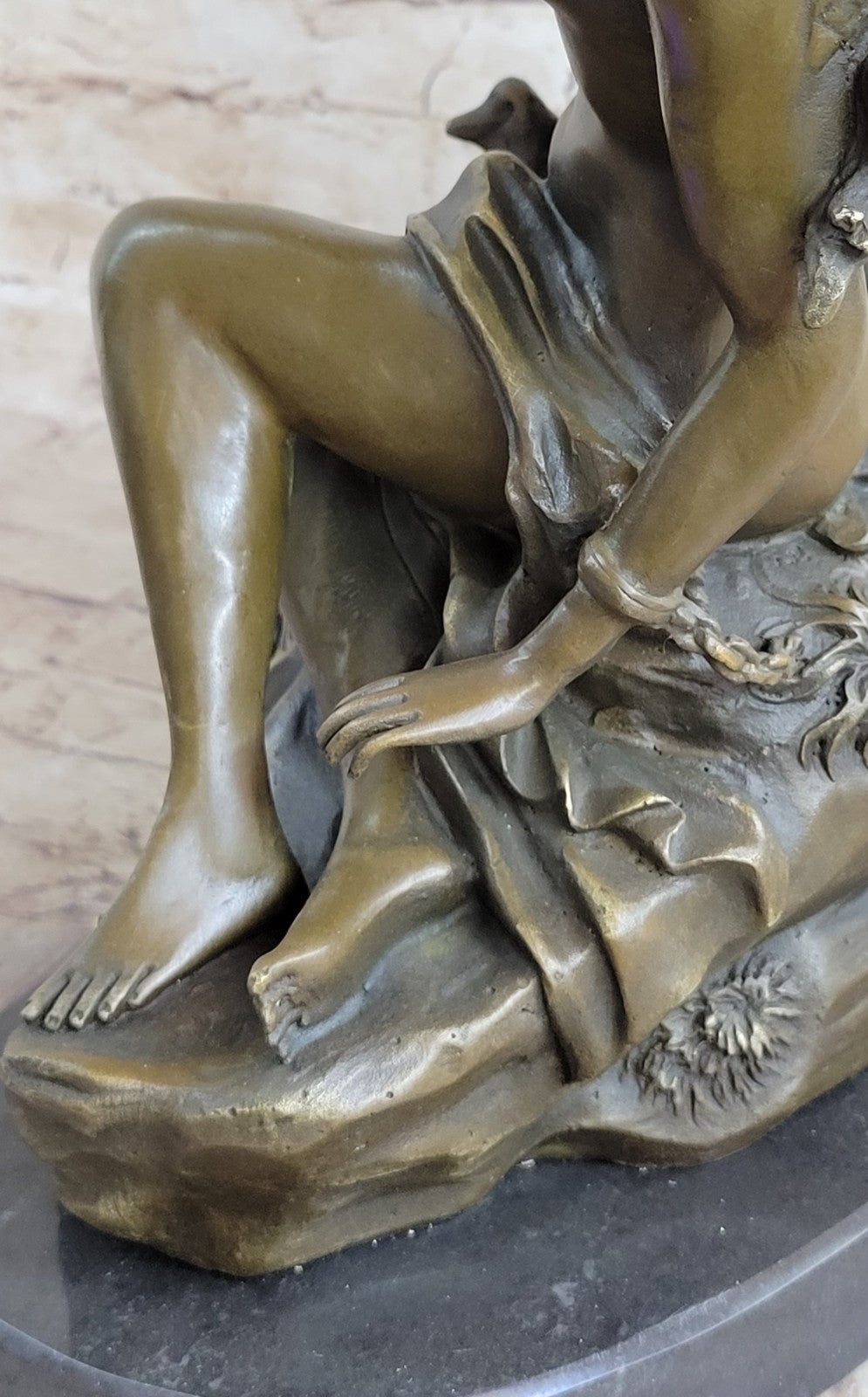 Nude Lady Nymph Handcraft Original Adam Bronze Sculpture Statue Figurine Figure