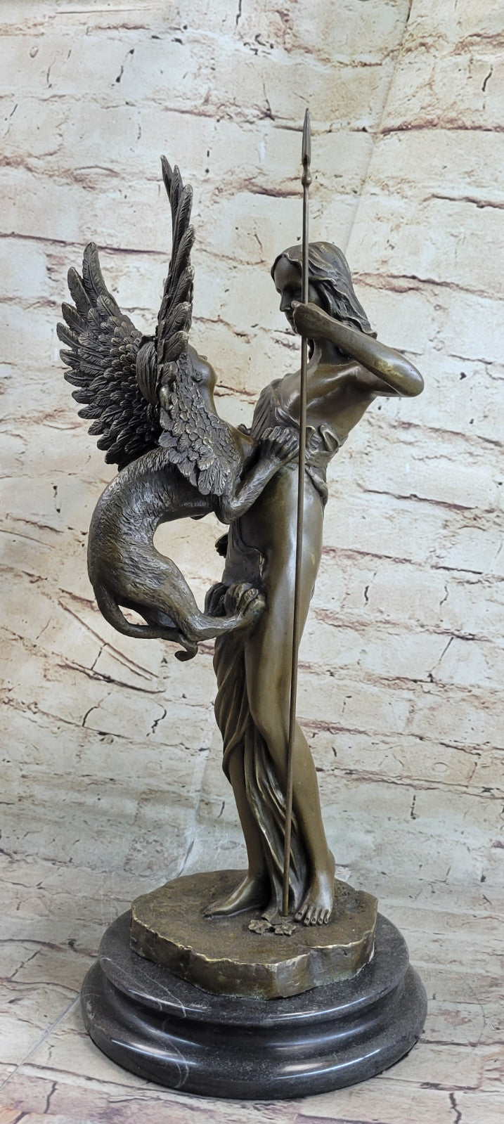 1920s Bronze Winged Griffin Art Deco Sculpture by M. Mercie – Magnificent Tabletop Home Décor for Sale