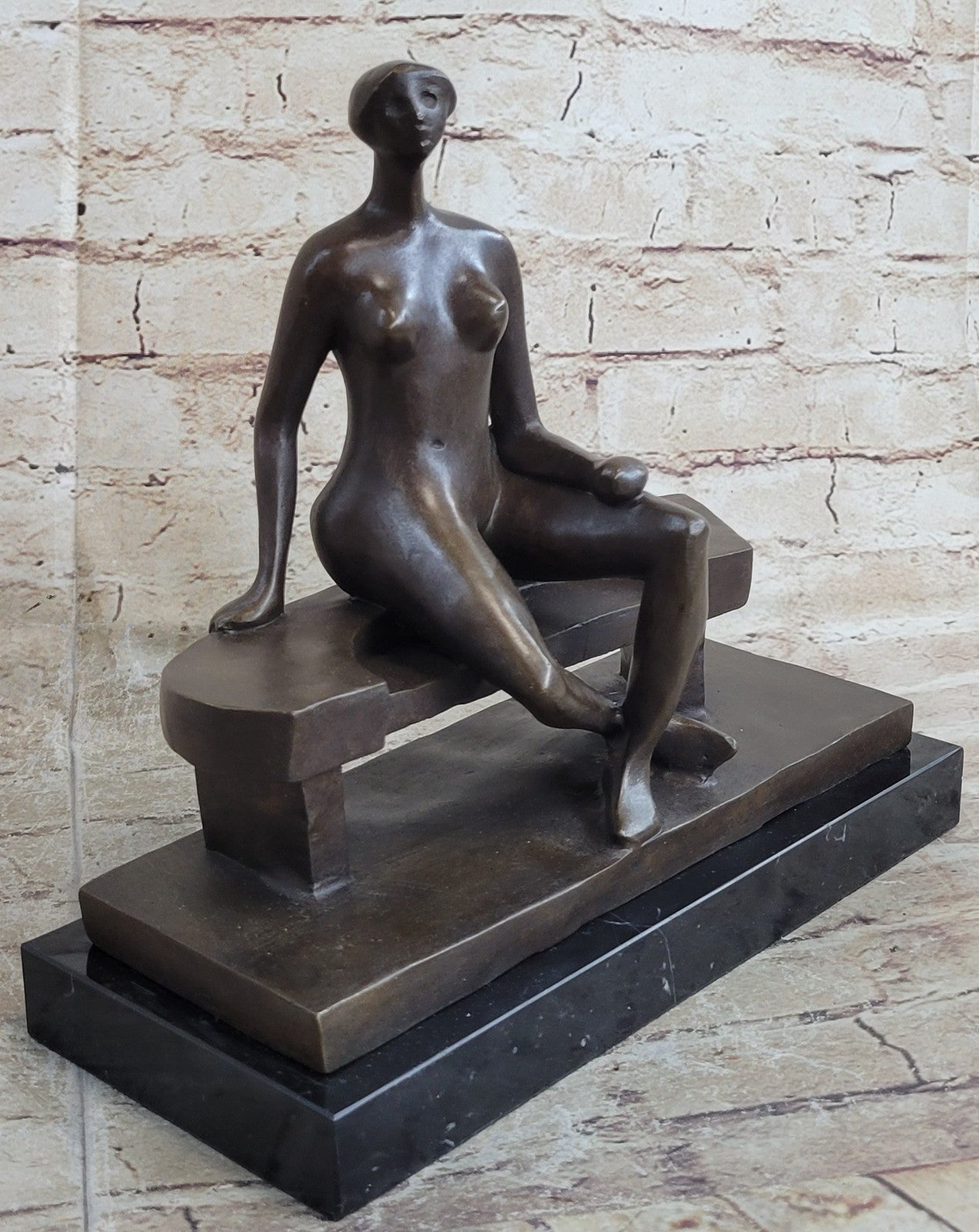 Brutalist Bronze Sculpture of Human Figure after Moore Dali Picasso Figurine Nude
