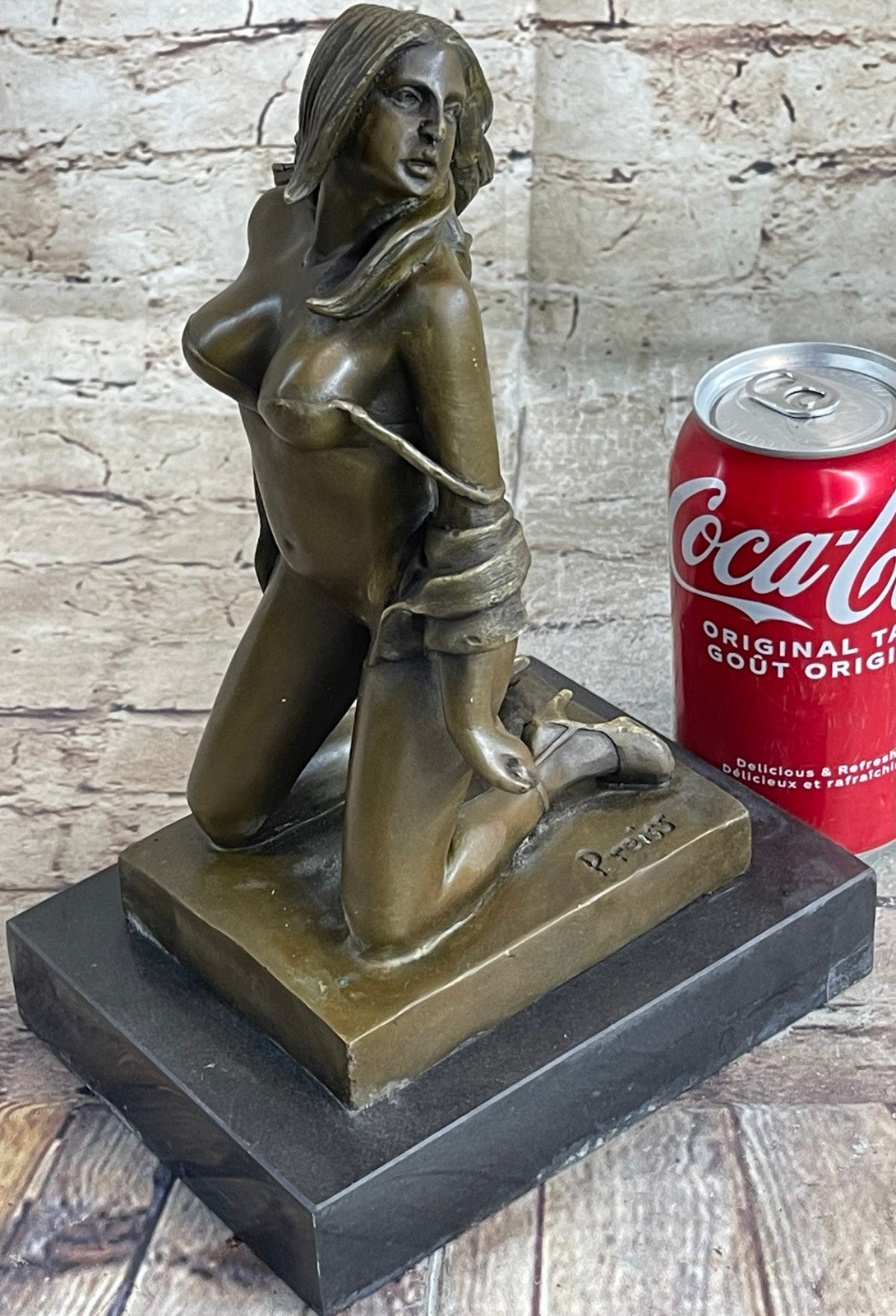 Bronze Sculpture Erotic Art Titled Girl with Whip By German Artist Preiss Statue