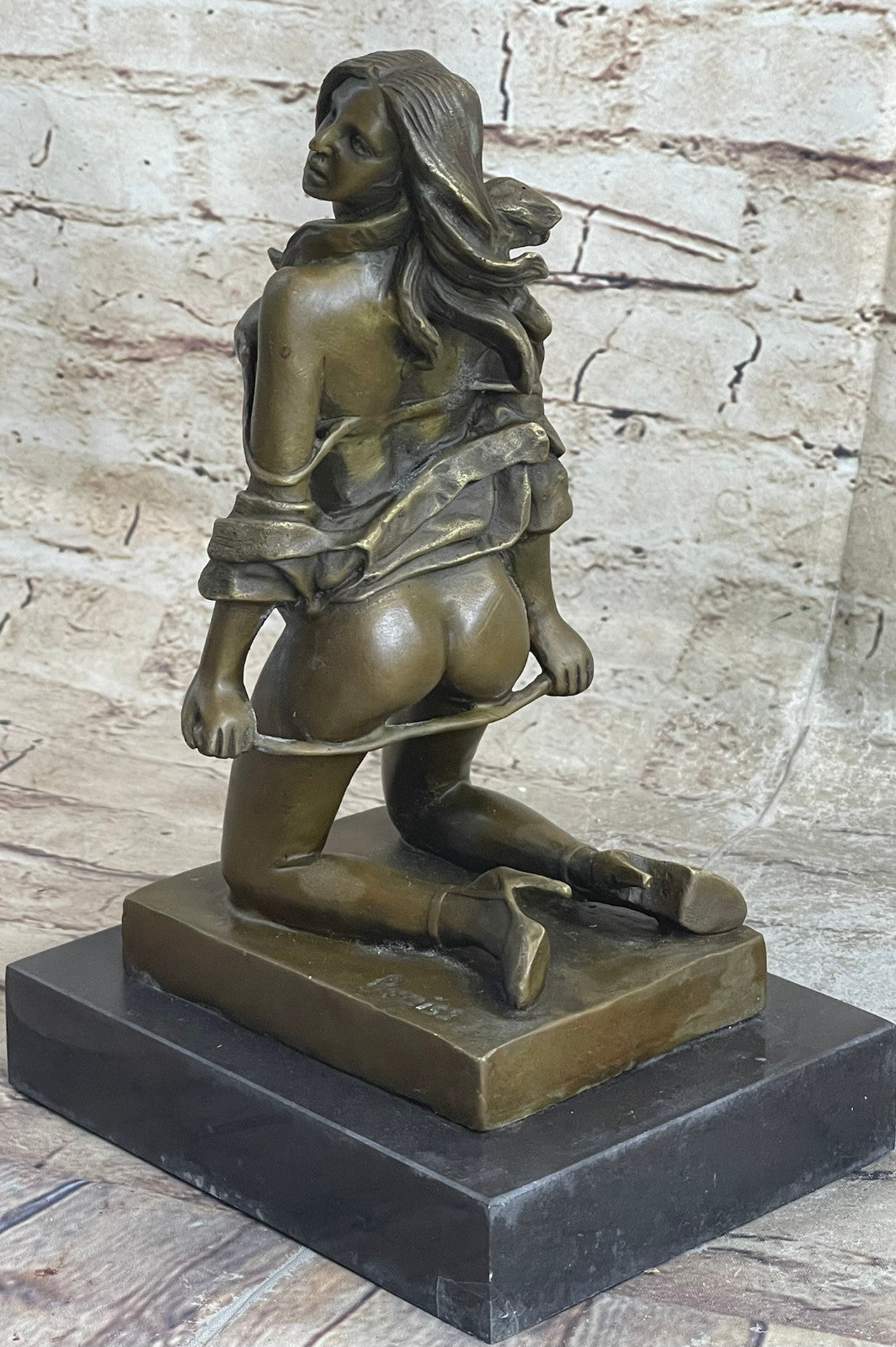 Bronze Sculpture Erotic Art Titled Girl with Whip By German Artist Preiss Statue