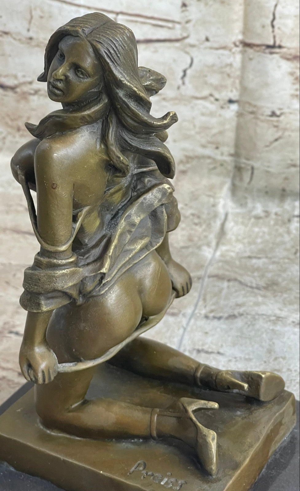 Bronze Sculpture Erotic Art Titled Girl with Whip By German Artist Preiss Statue