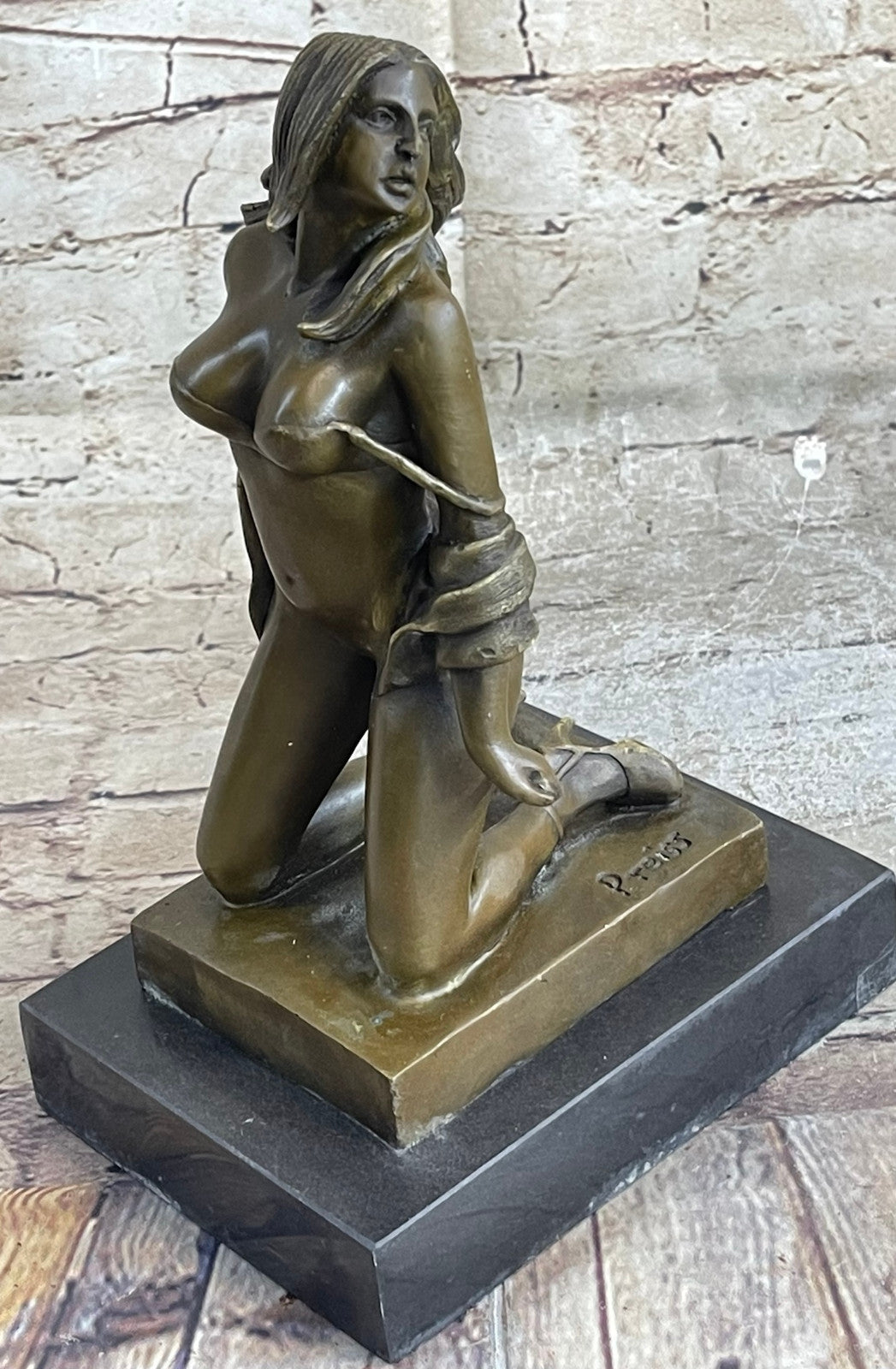 Bronze Sculpture Erotic Art Titled Girl with Whip By German Artist Preiss Statue