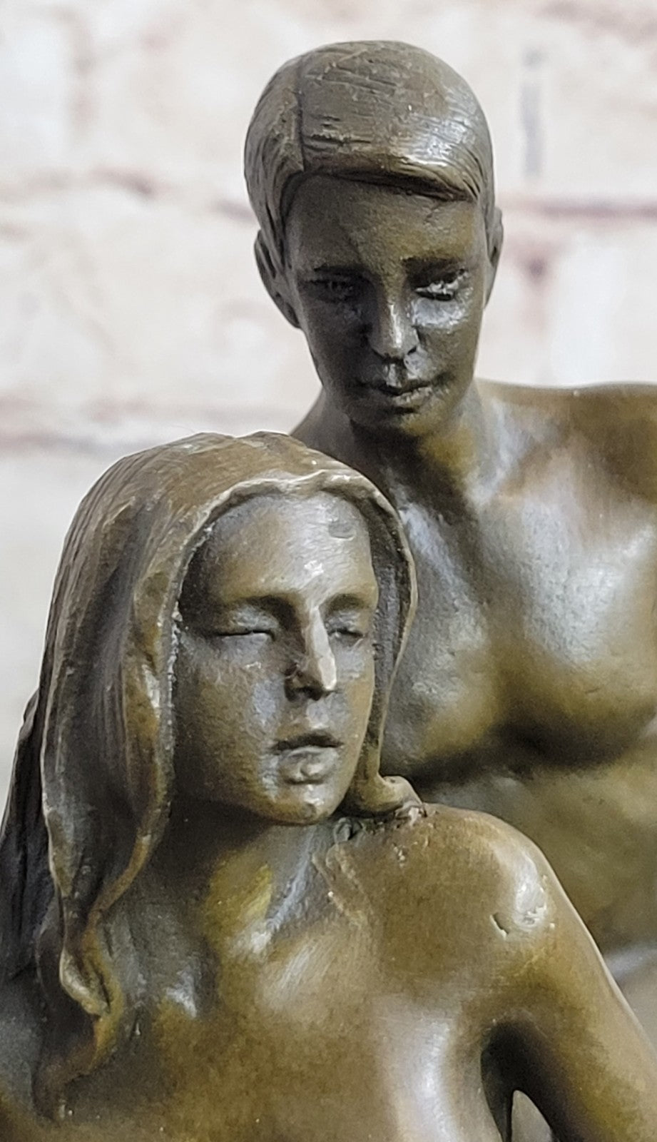 Signed Original Erotic Bronze Pen Holder – Provocative Nude Couple Sculpture for Art Lovers