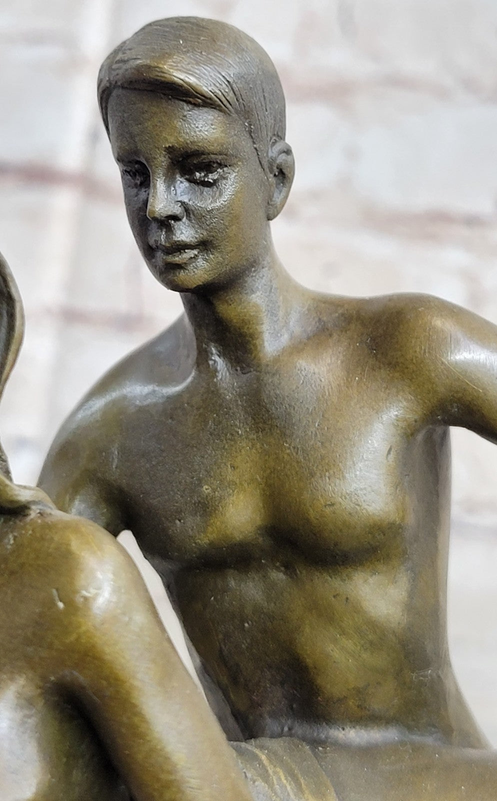 Signed Original Erotic Bronze Pen Holder – Provocative Nude Couple Sculpture for Art Lovers