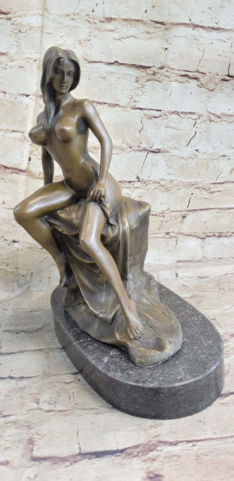 Bronze Naked Girl Statue Sitting Nude Woman Sculptures Mens Dorm Decor Figurine