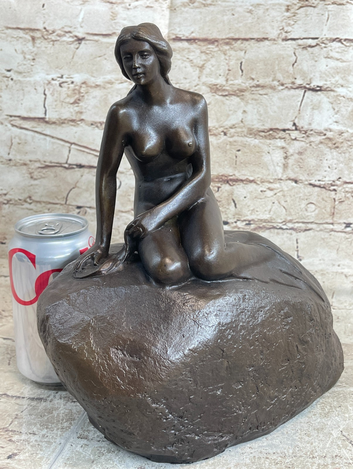 Nude Bronze Mermaid Dolphin Nautical Water Fountain Sculpture Pool Ocean Art