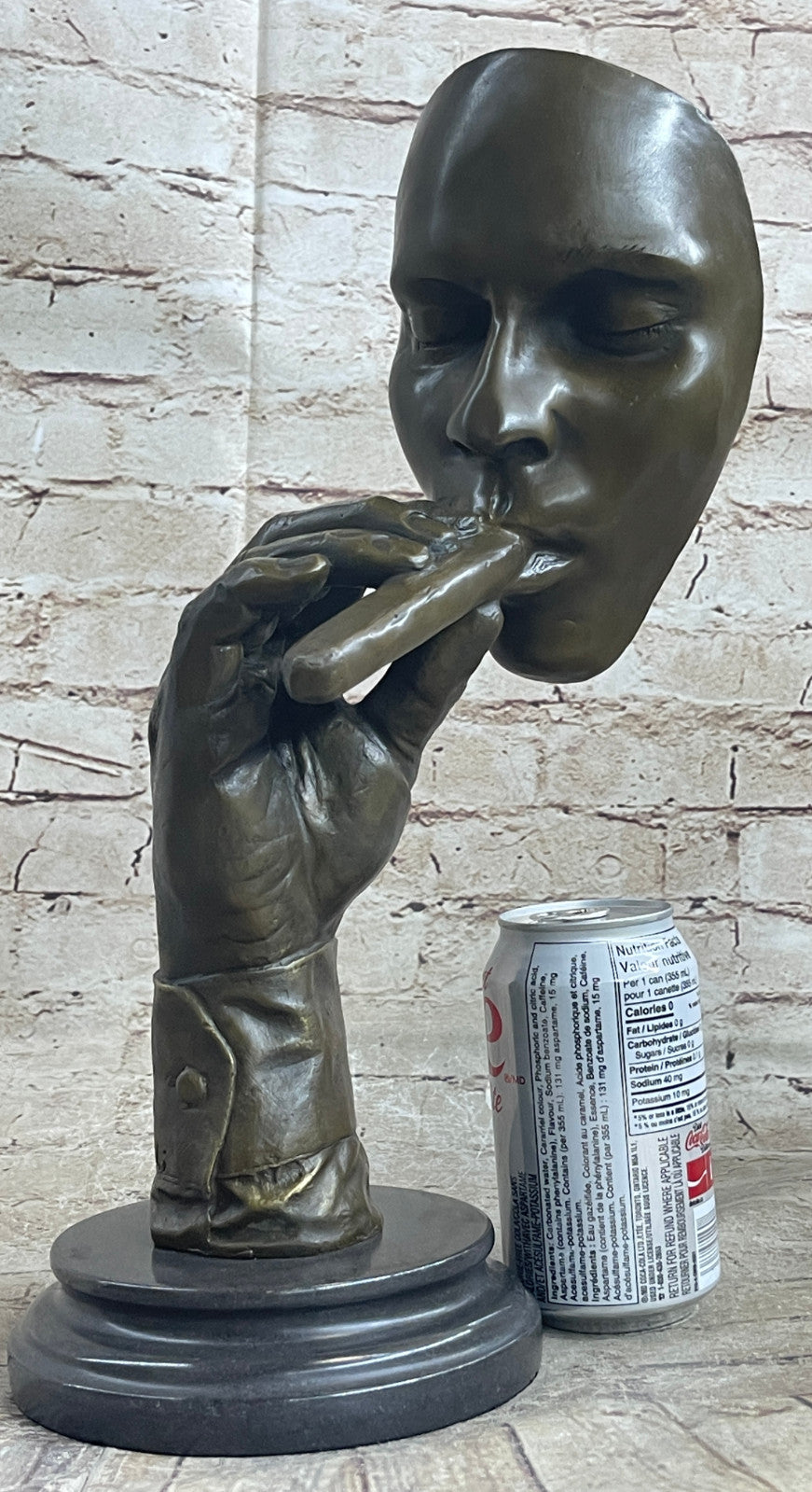 Bronze Sculpture Havana Man Smoking Cigar Hot Cast Figurine Figure Bar Decor Art