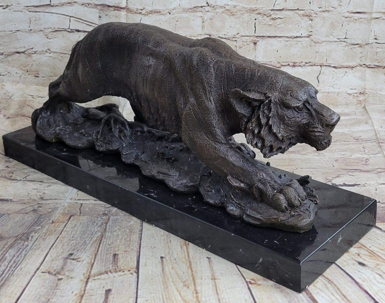 Lost wax Method Large Tiger Bronze Sculpture Museum Quality Figure Artwork