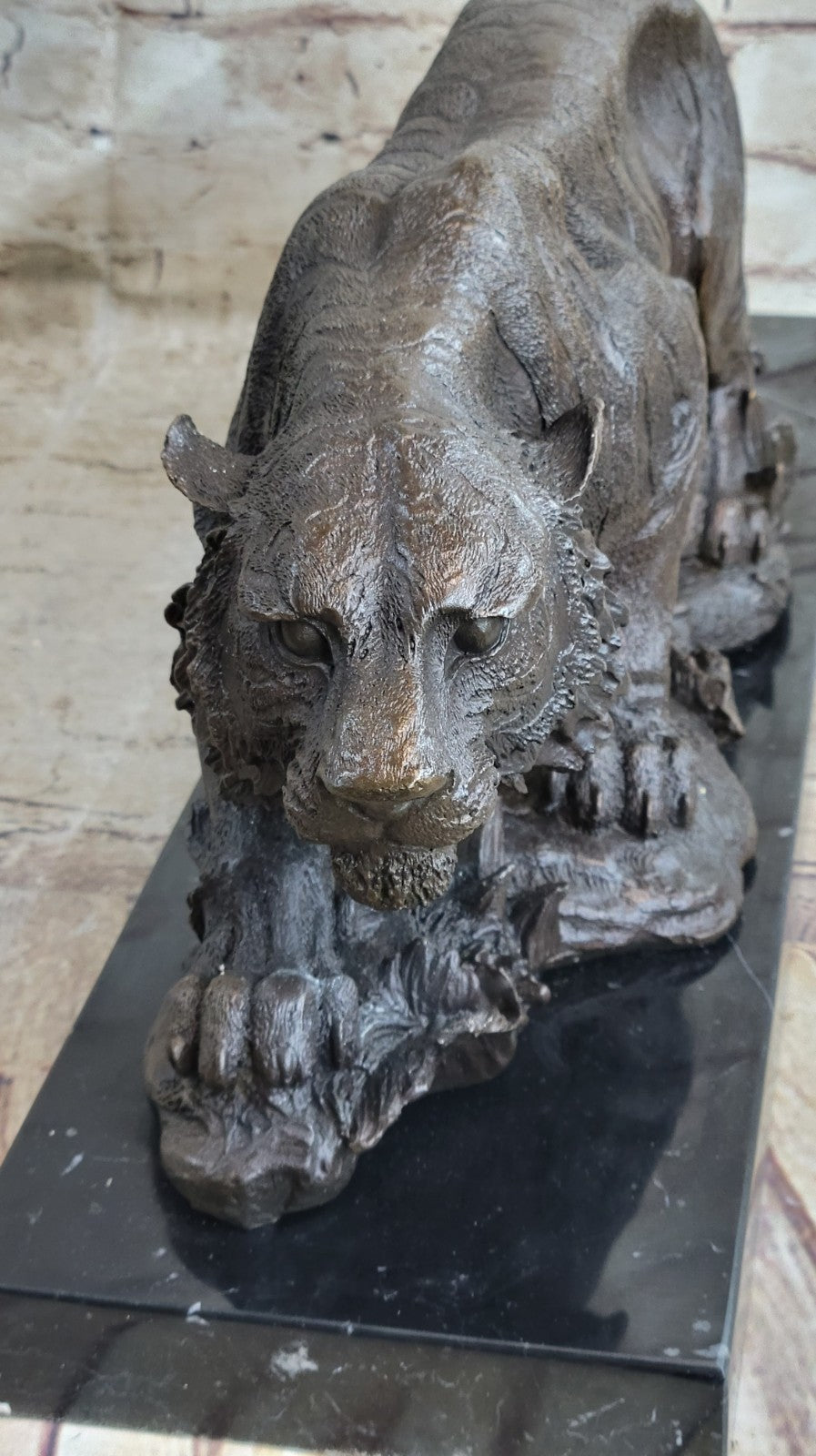 Lost wax Method Large Tiger Bronze Sculpture Museum Quality Figure Artwork