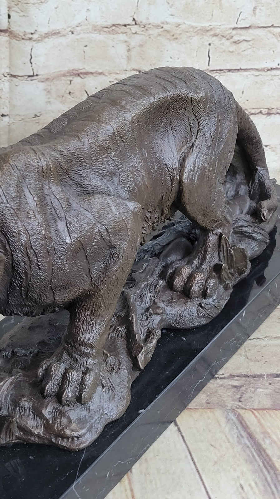 Lost wax Method Large Tiger Bronze Sculpture Museum Quality Figure Artwork